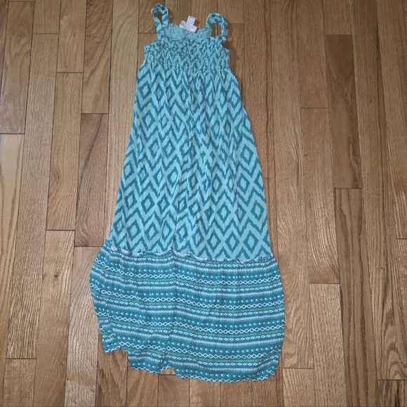 Cherokee Turquoise Geometric Kids Maxi Dress - Picture 1 of 1